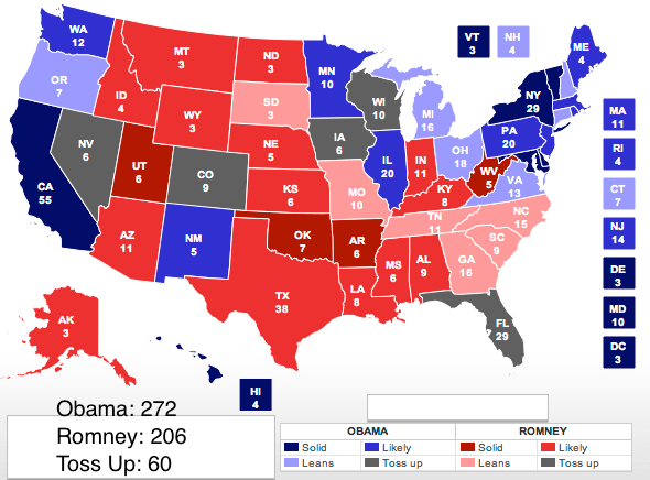 Electoral College Map, 9-18-12