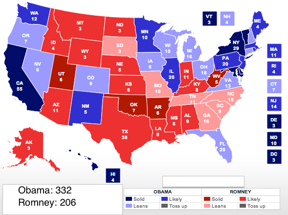 Electoral College Map, No Toss Ups 9-18-12